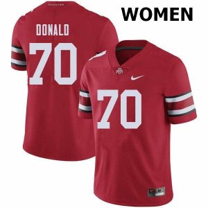 Women's Ohio State Buckeyes #70 Noah Donald Red Nike NCAA College Football Jersey May VNC1444VH